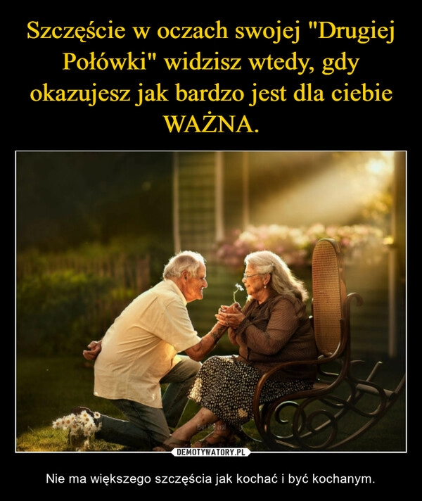 
    Szczęście w oczach swojej "Drugiej Połówki" widzisz wtedy, gdy okazujesz jak bardzo jest dla ciebie WAŻNA.