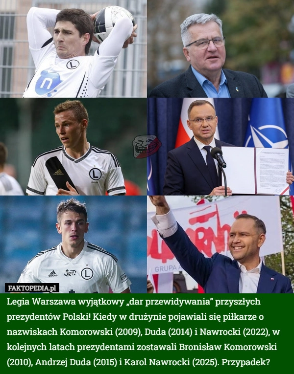 
    Legia Warszawa wyjątkowy „dar przewidywania” przyszłych prezydentów Polski!