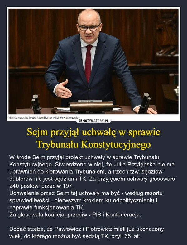 
    Sejm przyjął uchwałę w sprawie Trybunału Konstytucyjnego