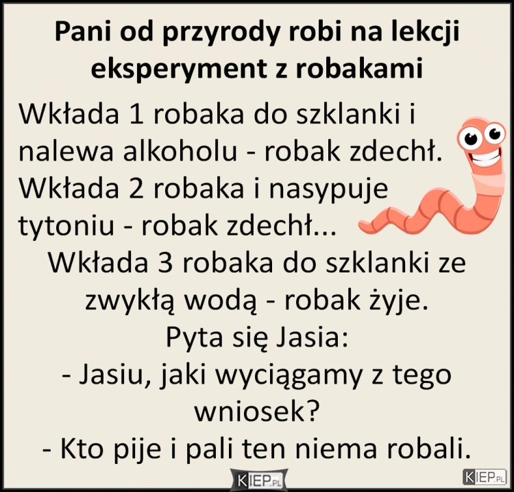 
    Pani od przyrody robi na lekcji eksperyment z robakami...