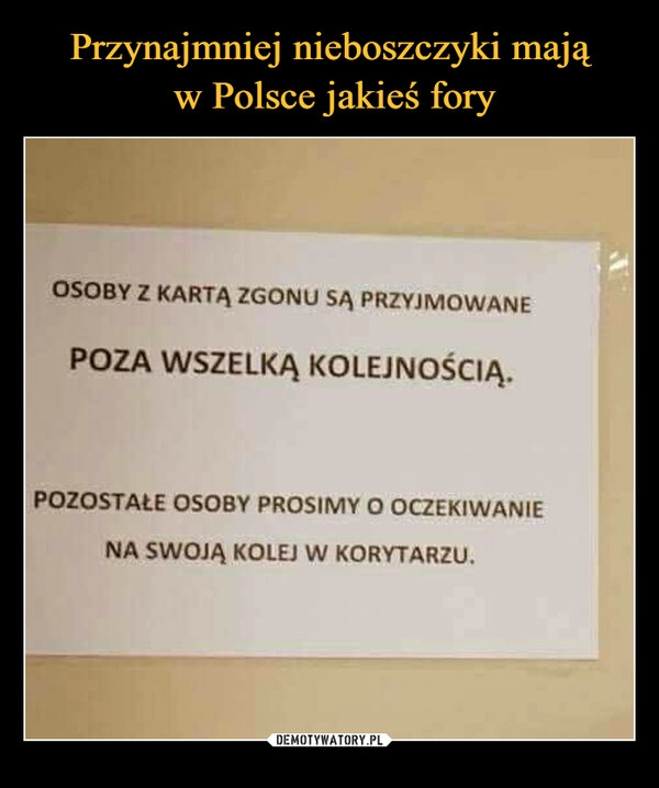 
    
Przynajmniej nieboszczyki mają
w Polsce jakieś fory 