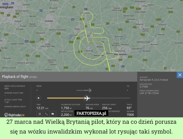 
    27 marca nad Wielką Brytanią pilot, który na co dzień porusza się na wózku