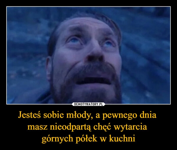 
    Jesteś sobie młody, a pewnego dnia 
masz nieodpartą chęć wytarcia 
górnych półek w kuchni