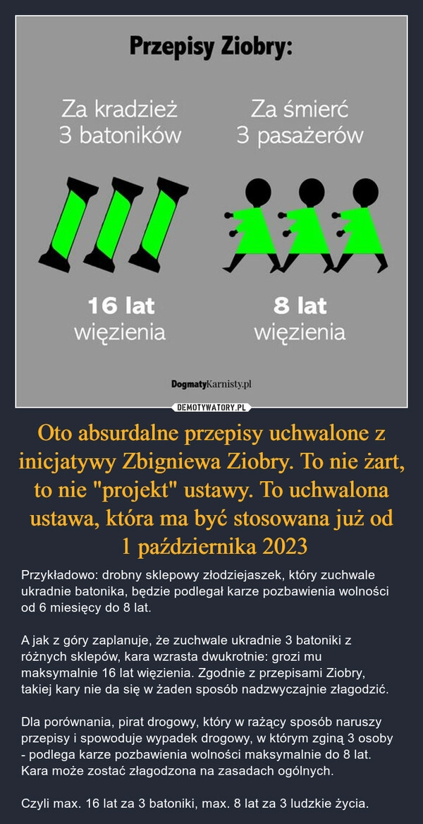 
    Oto absurdalne przepisy uchwalone z inicjatywy Zbigniewa Ziobry. To nie żart, to nie "projekt" ustawy. To uchwalona ustawa, która ma być stosowana już od
 1 października 2023