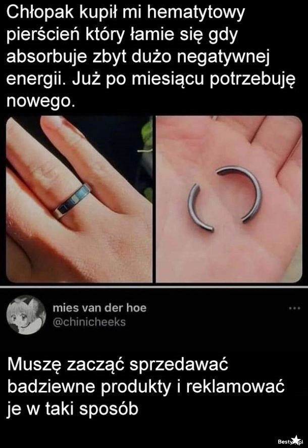 
    Hematytowy pierścień 