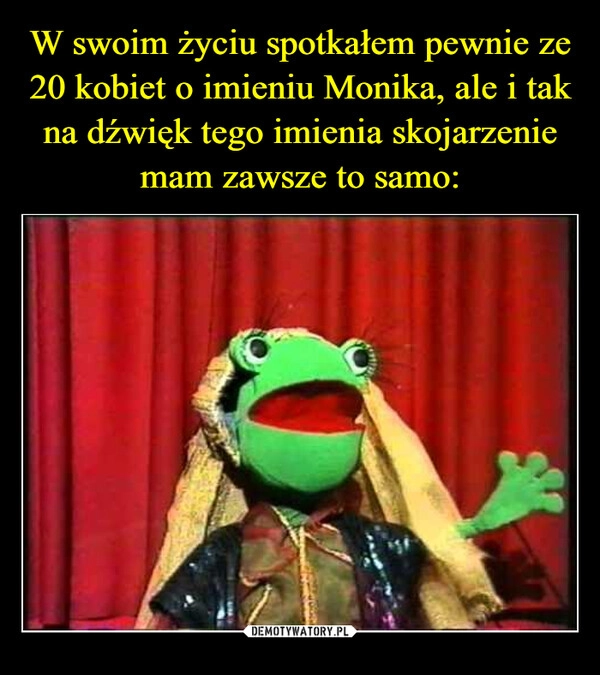 
    W swoim życiu spotkałem pewnie ze 20 kobiet o imieniu Monika, ale i tak na dźwięk tego imienia skojarzenie mam zawsze to samo: