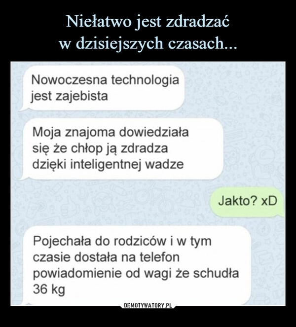 
    Niełatwo jest zdradzać
w dzisiejszych czasach...