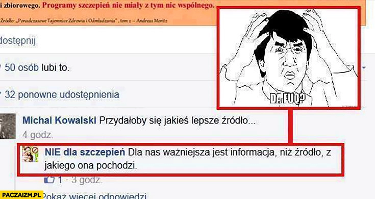 
    Szczepienia przydałoby się jakieś lepsze źródło, dla nas ważniejsza jest informacja niż źródło z jakiego ona pochodzi