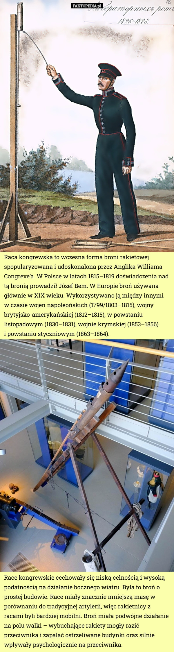 
    Raca kongrewska to wczesna forma broni rakietowej spopularyzowana i udoskonalona...