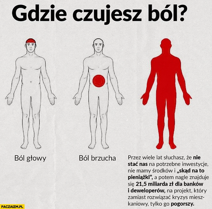 
    Gdzie czujesz ból nie stać nas na inwestycje a potem znajduje się 21,5 miliarda zł dla banków i deweloperów