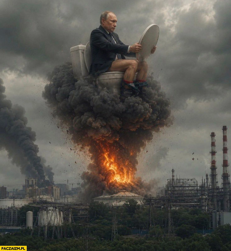 
    Putin na kiblu wybuch pokrywa zbiornika