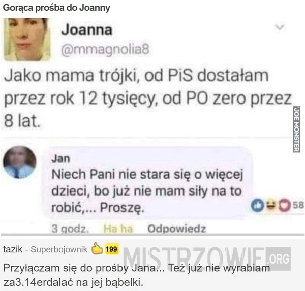 
    Gorąca prośba do Joanny