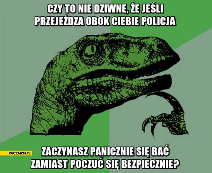 
    Policja przejeżdża obok Ciebie zaczynasz się panicznie bać zamiast poczuć bezpiecznie