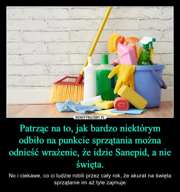 
    Patrząc na to, jak bardzo niektórym odbiło na punkcie sprzątania można odnieść wrażenie, że idzie Sanepid, a nie święta.