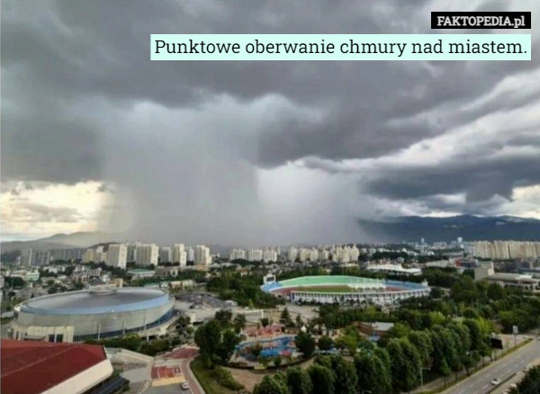 
    Punktowe oberwanie chmury nad miastem.