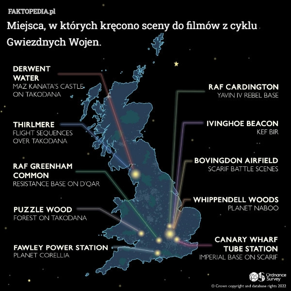 
    Miejsca, w których kręcono sceny do filmów z cyklu Gwiezdnych Wojen.