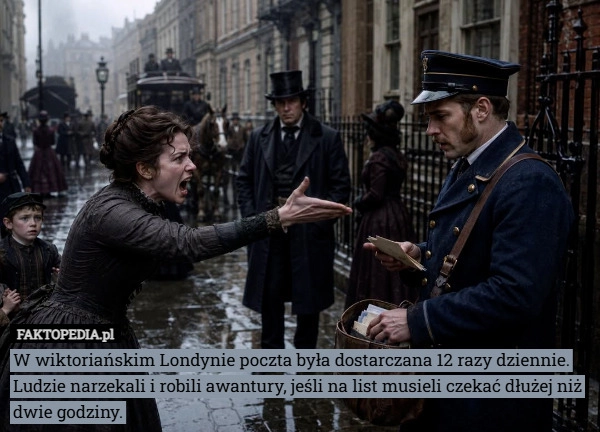 
    W wiktoriańskim Londynie poczta była dostarczana 12 razy dziennie. Ludzie