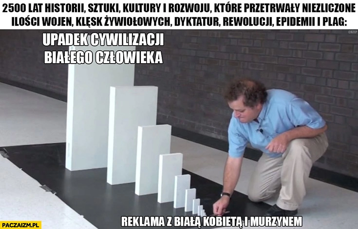 
    Upadek cywilizacji białego człowieka reklama z białą kobietą i murzynem domino