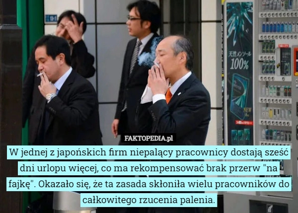 
    W jednej z japońskich firm niepalący pracownicy dostają sześć dni urlopu