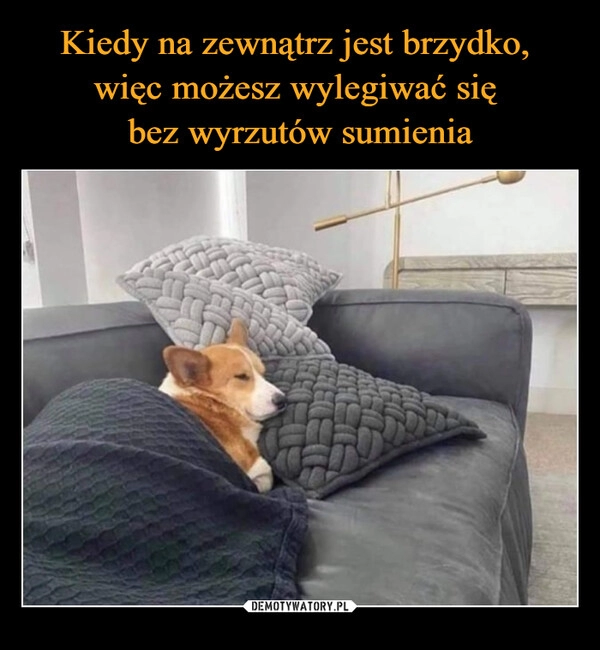 
    Kiedy na zewnątrz jest brzydko, 
więc możesz wylegiwać się 
bez wyrzutów sumienia