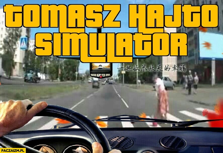 
    Tomasz Hajto symulator kierowca jedzie babcia przechodzi przez pasy gra komputerowa