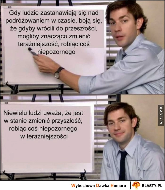 
    Ludzie zastanawiają się nad podróżami w czasie, a niewielu wie że mogą zmienić przyszłość robiąc coś niepozornego w teraźniejszości