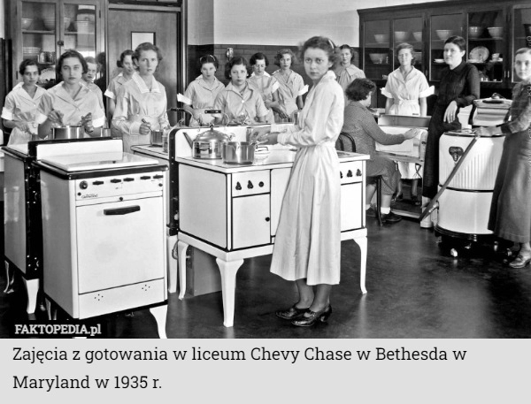 
    Zajęcia z gotowania w liceum Chevy Chase w Bethesda w Maryland w 1935 r.