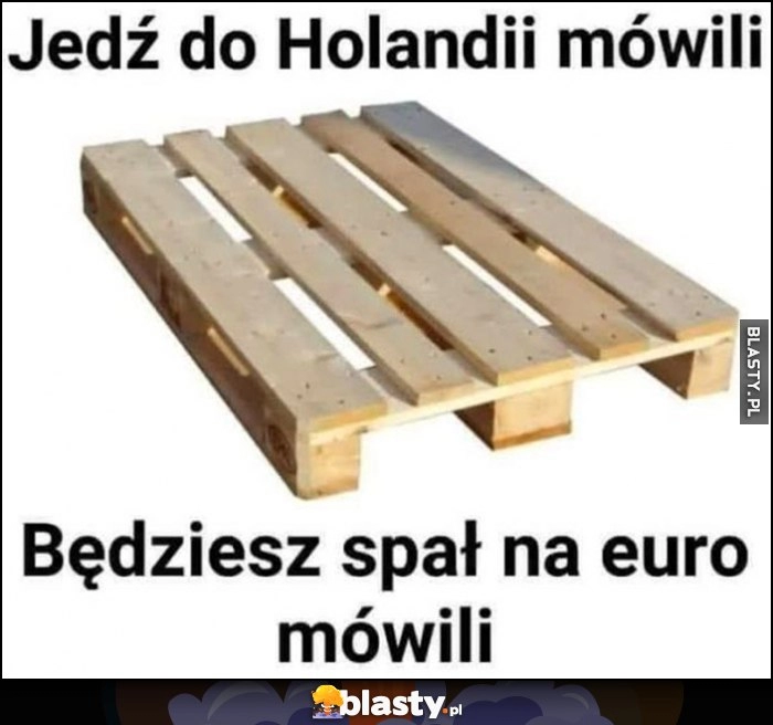 
    Jedź do Holandii mówili, będziesz spał na euro mówili europaleta