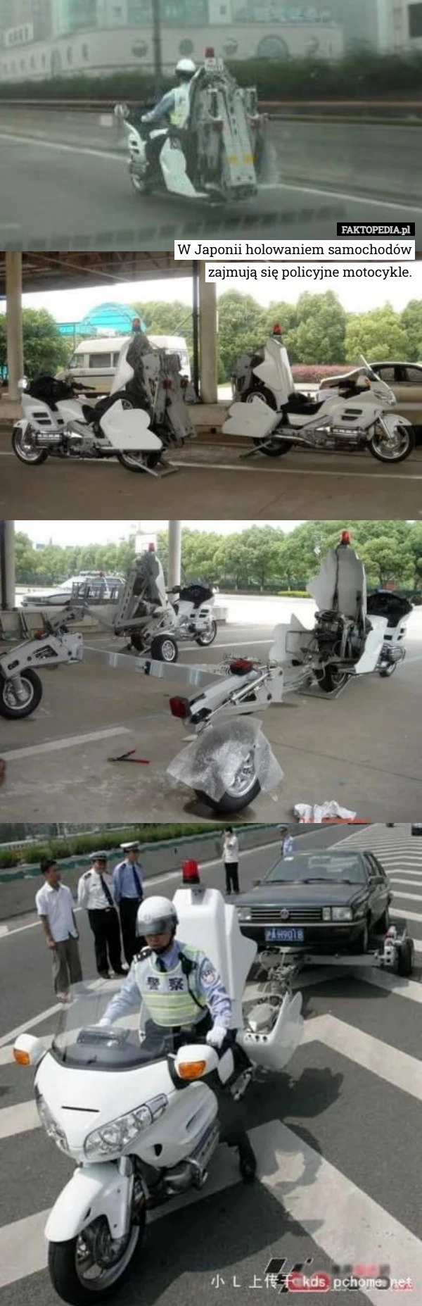
    W Japonii holowaniem samochodów
zajmują się policyjne motocykle.
