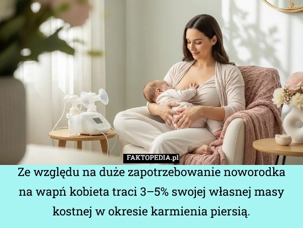 
    Ze względu na duże zapotrzebowanie noworodka
na wapń kobieta traci 3–5%