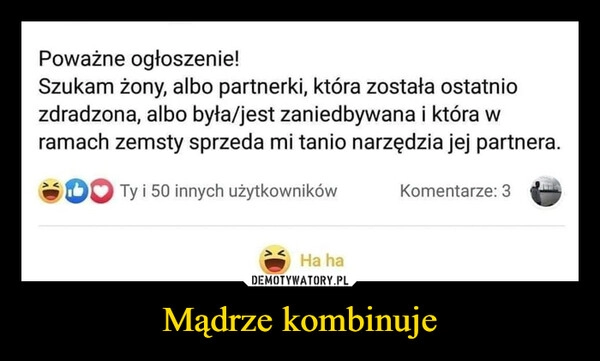 
    Mądrze kombinuje 