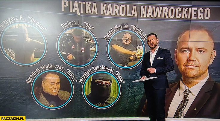 
    Piątka Karola Nawrockiego gangsterzy: Masa, Nikoś, Śledziu, Olo, Wielki bu