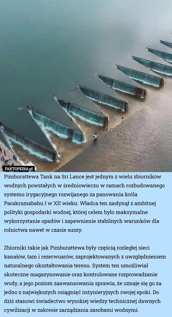 
    Pimburattewa Tank na Sri Lance jest jednym z wielu zbiorników wodnych powstałych