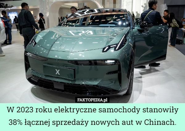 
    W 2023 roku elektryczne samochody stanowiły 38% łącznej sprzedaży nowych