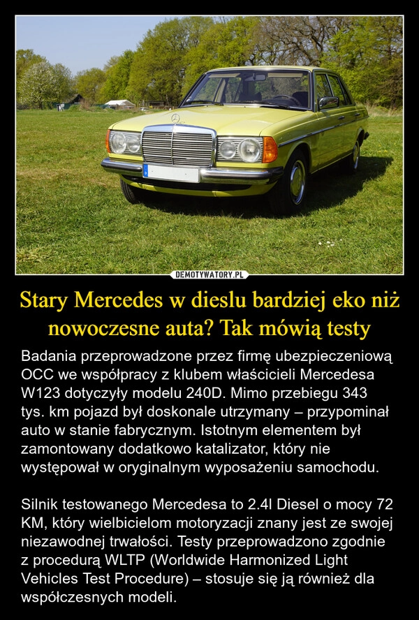 
    Stary Mercedes w dieslu bardziej eko niż nowoczesne auta? Tak mówią testy