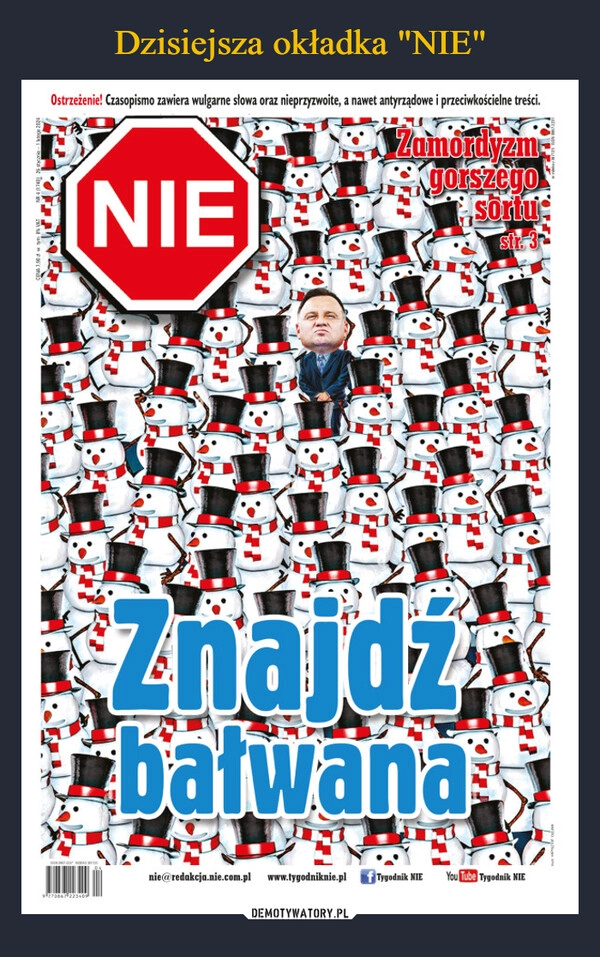 
    Dzisiejsza okładka "NIE"