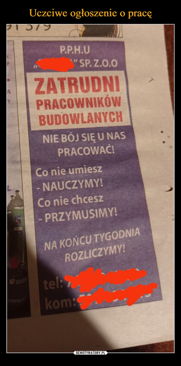 
    Uczciwe ogłoszenie o pracę 