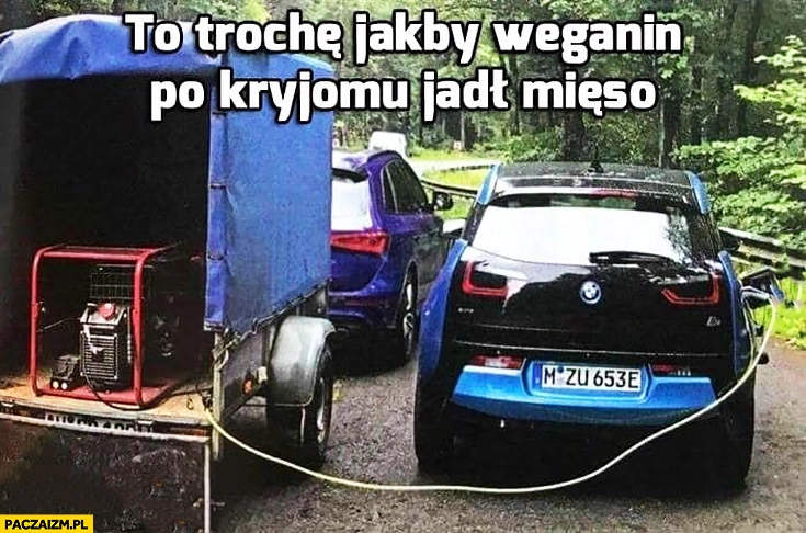 
    Trochę jakby weganin po kryjomu jadł mięso BMW i3 elektryczne ładowane z agregatu