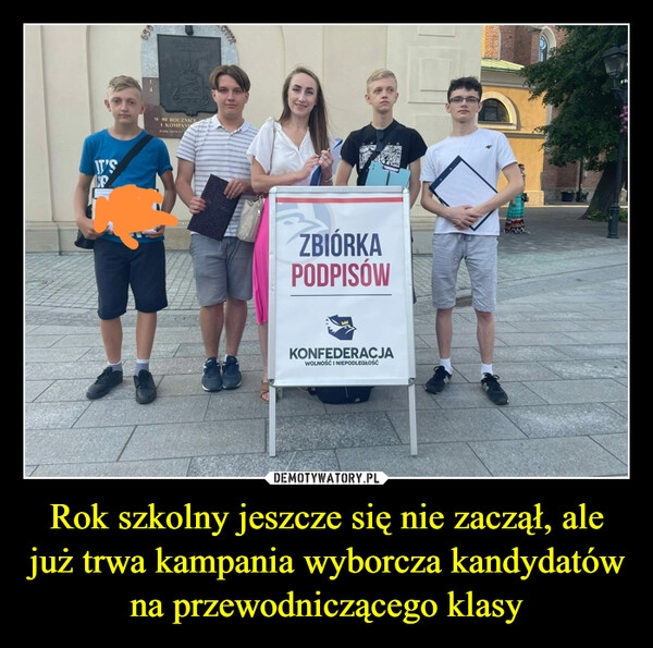 
    Rok szkolny jeszcze się nie zaczął, ale już trwa kampania wyborcza kandydatów na przewodniczącego klasy