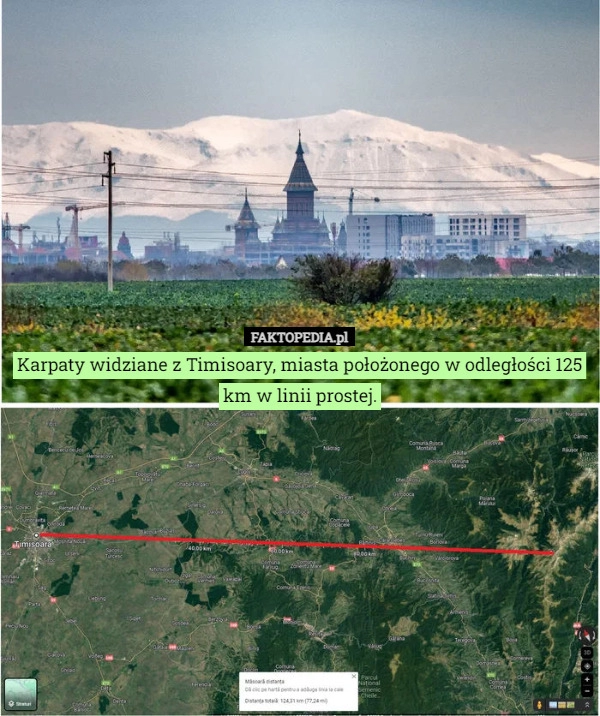 
    Karpaty widziane z Timisoary, miasta położonego w odległości 125 km w linii