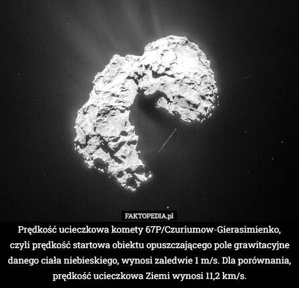 
    Prędkość ucieczkowa komety 67P/Czuriumow-Gierasimienko, czyli prędkość startowa