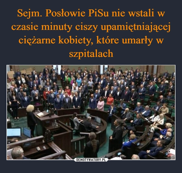 
    Sejm. Posłowie PiSu nie wstali w czasie minuty ciszy upamiętniającej ciężarne kobiety, które umarły w szpitalach