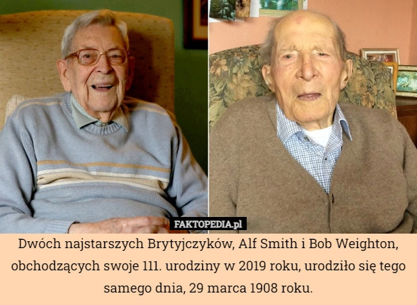 
    Dwóch najstarszych Brytyjczyków, Alf Smith i Bob Weighton, obchodzących