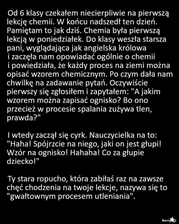 
    Pierwsza lekcja chemii 