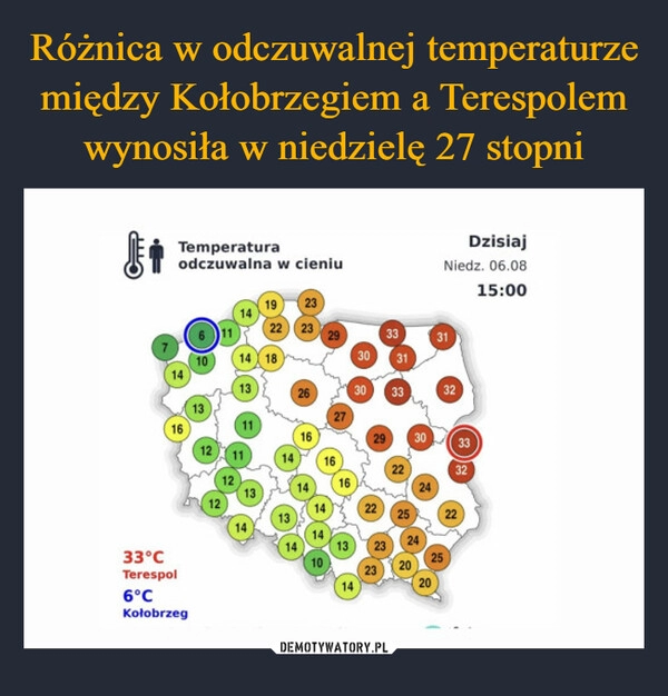 
    Różnica w odczuwalnej temperaturze między Kołobrzegiem a Terespolem wynosiła w niedzielę 27 stopni