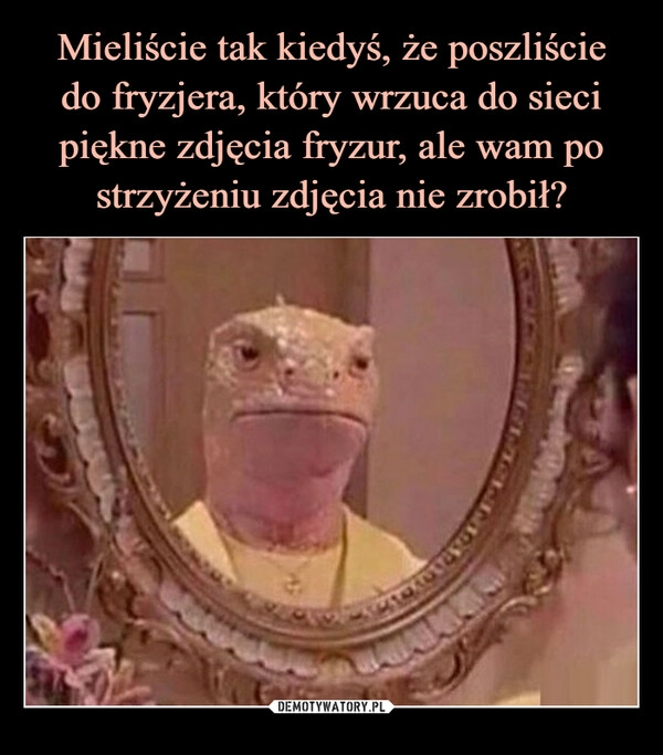 
    
Mieliście tak kiedyś, że poszliście
do fryzjera, który wrzuca do sieci piękne zdjęcia fryzur, ale wam po strzyżeniu zdjęcia nie zrobił? 