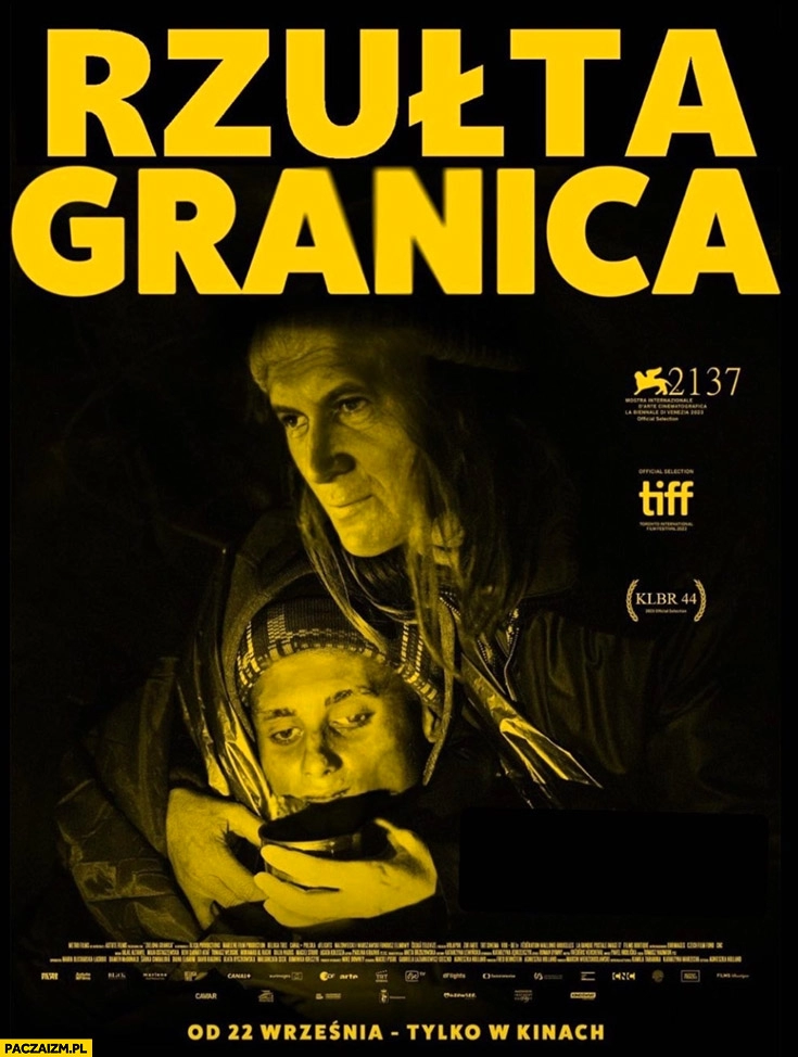 
    Rzułta granica papież Jan Paweł II magik zielona granica film plakat przeróbka