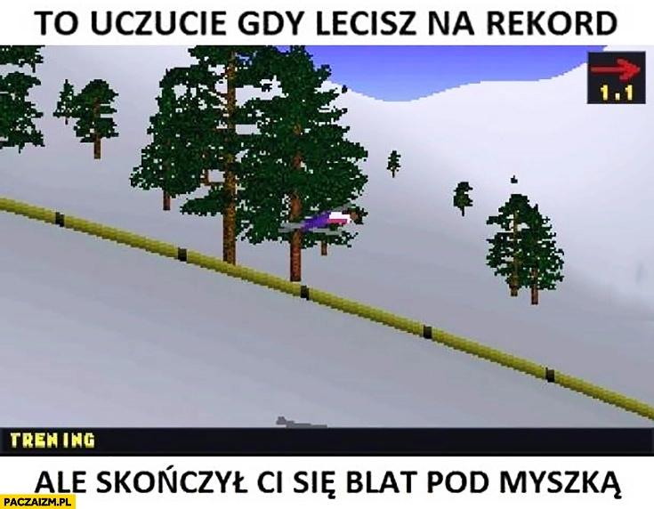 
    To uczucie gdy lecisz na rekord, ale skończył Ci się blat pod myszką Deluxe Ski Jump