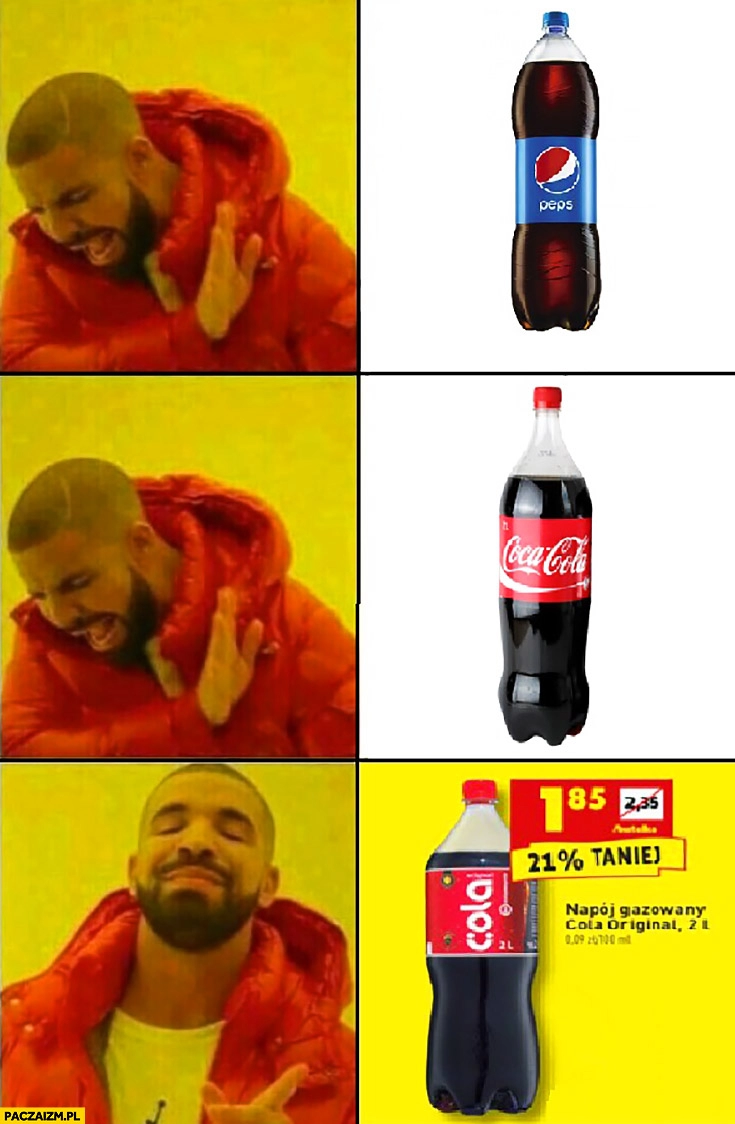 
    Pepsi – nie, Cola – nie, podróbka Coli – tak Drake