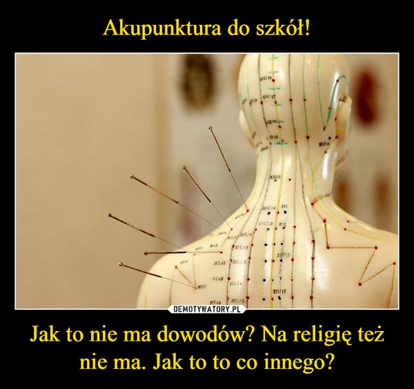 
    Akupunktura do szkół! Jak to nie ma dowodów? Na religię też nie ma. Jak to to co innego?